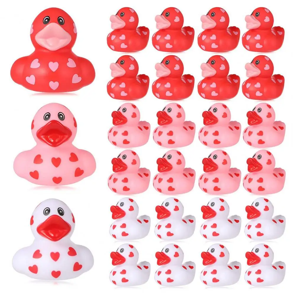 

20Pcs Valentine's Day Duck Toy Love Heart Cute Colorful Vinyl Duck Shape Bath Toy Romantic Home Desktop Decoration Party Favors