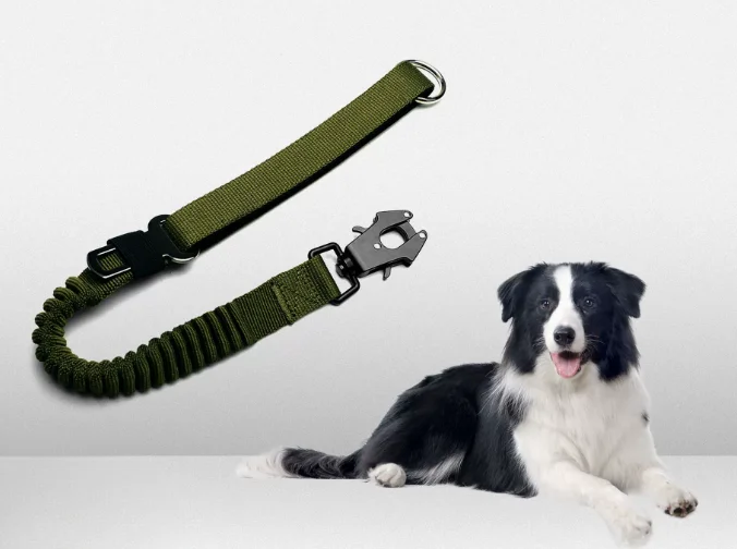 Reflective Shock Absorbing Pet Leashes with Car Seatbelt for Large Dogs Heavy Duty Tactical Bungee Dog Leash No Pull Dog Leash
