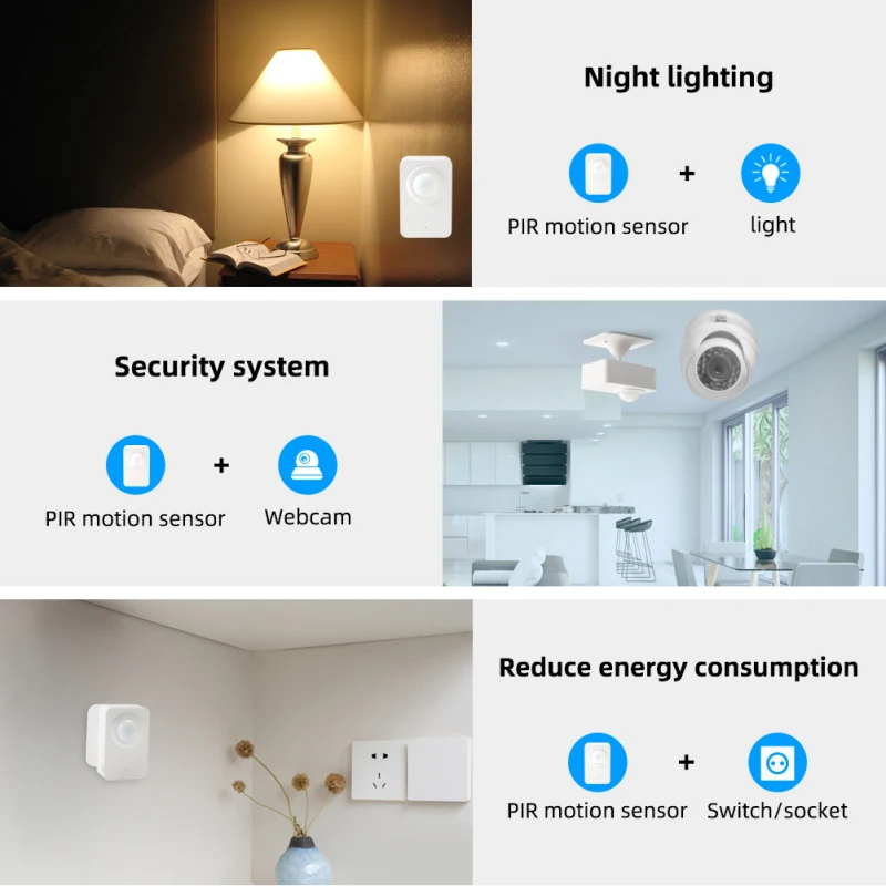 Sensor tubuh nyaman, deteksi gerakan mudah dipasang tidak perlu listrik kompatibel dengan perangkat pintar Wifi inframerah