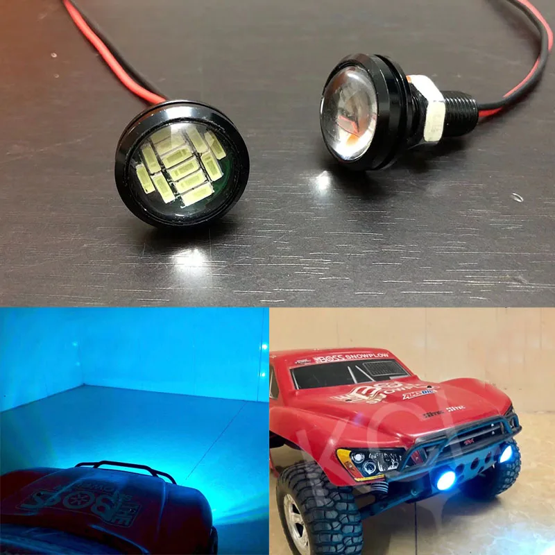 1 Pair Metal LED Headlight Spotlight for 1/10 RC Crawler Short Card Car Traxxas TRX4 Defender AXIAL SCX10 Slash 2WD RC4WD D90