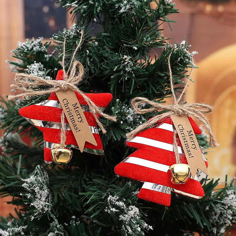 

5PCS New Christmas Tree Decoration Small Pendant Five pointed Star Hanging Decoration Christmas Party Decoration Supplies