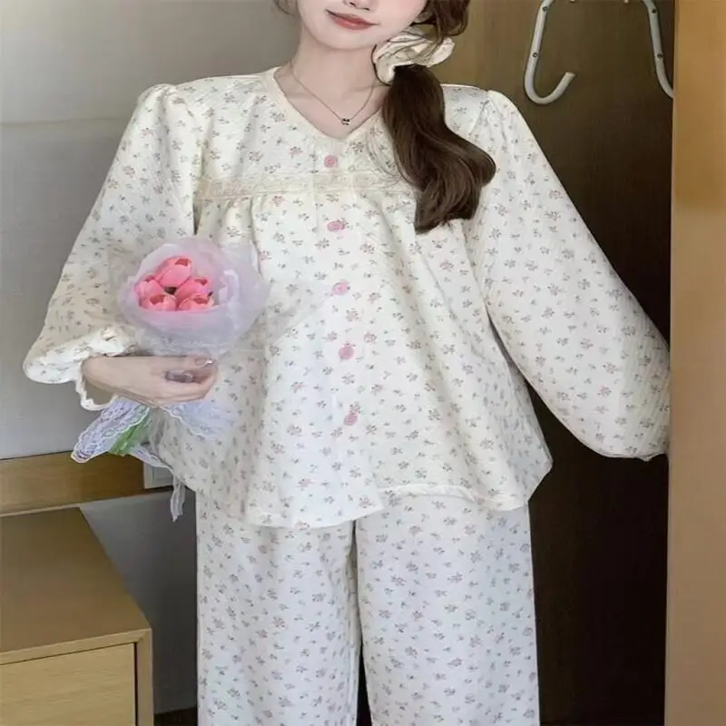 Conjunto de pijama Sexy para mujer, ropa de casa a la moda, traje para casa coreano grueso y cálido, pantalones de chándal de dos piezas para estudiantes, conjuntos de números completos