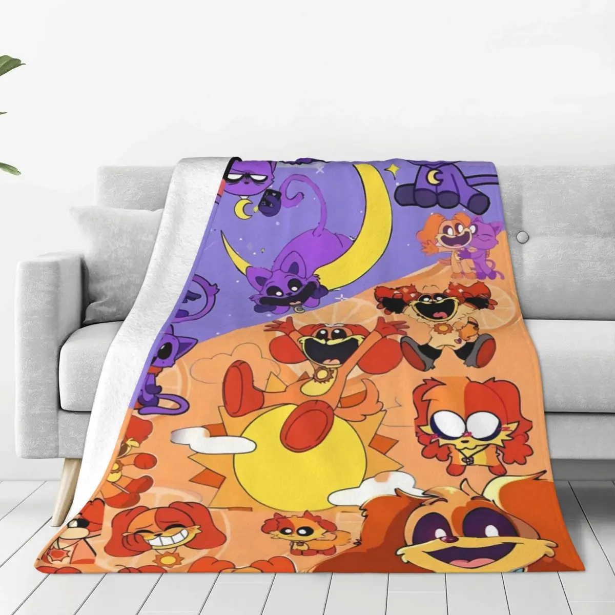 Smiling CatNap Dogday Blanket Warm Graphic Plush Throw Blanket For Couch Chair Airplane Travel Flannel Bedspread Bed Cover