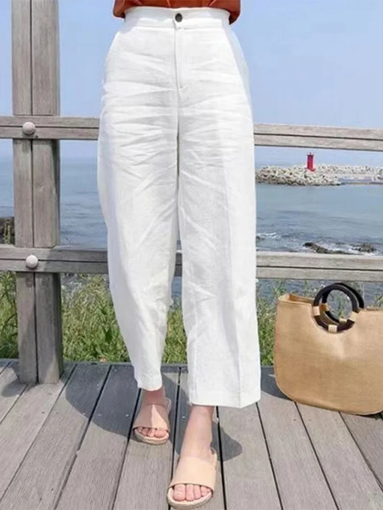 Set di pantaloni di lino in cotone Moda donna Halter Crop Top Set da donna in due pezzi Pantaloni a gamba larga lucidi 2025 Summer High Street Wh4