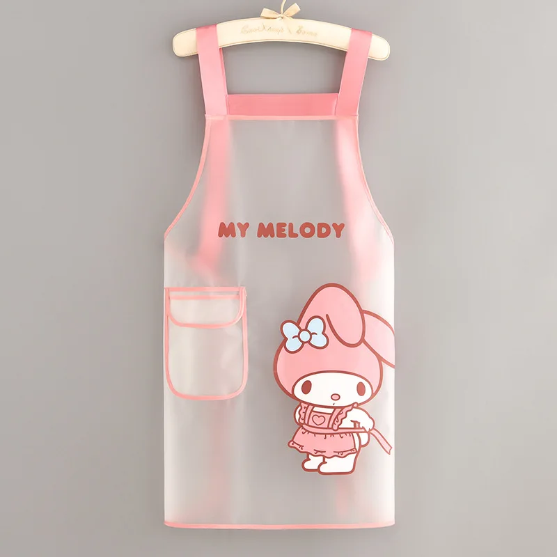 Sanrio Kawaii Cinnamoroll Apron MyMelody Anime Cartoon Home Kitchen Cute TPU Waterproof and Oil Proof Creative Transparent Apron