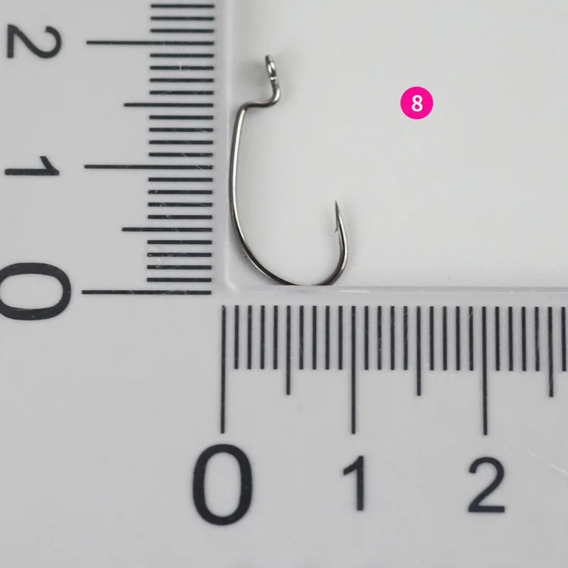 10 Stück Mikro-Messinghaken mit geradem Schaft, kleine breit gebogene Haken mit geradem Schaft, Texas Rig Haken, Reverse-Rig Weichköderhaken – Detail 10