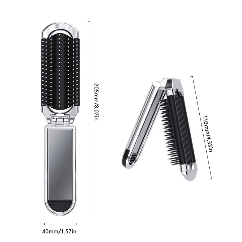 2023 New Mini Hairbrus Folding Massage Comb Head Massage Anti-Static Portable Travel Hair Brush Girl Hair Combs With Mirror