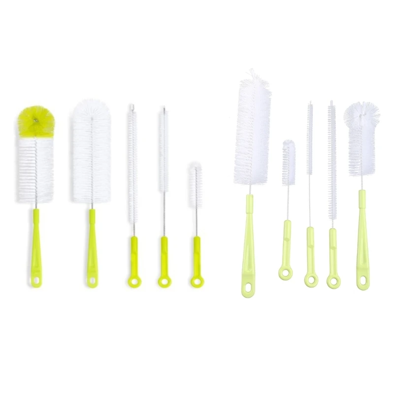 5 Pcs Long Handle Cleaning Brush Sets for Narrow-mouth Baby Bottle Pipe Washing Sports Water Bottle Glass Tube Cleaner Household