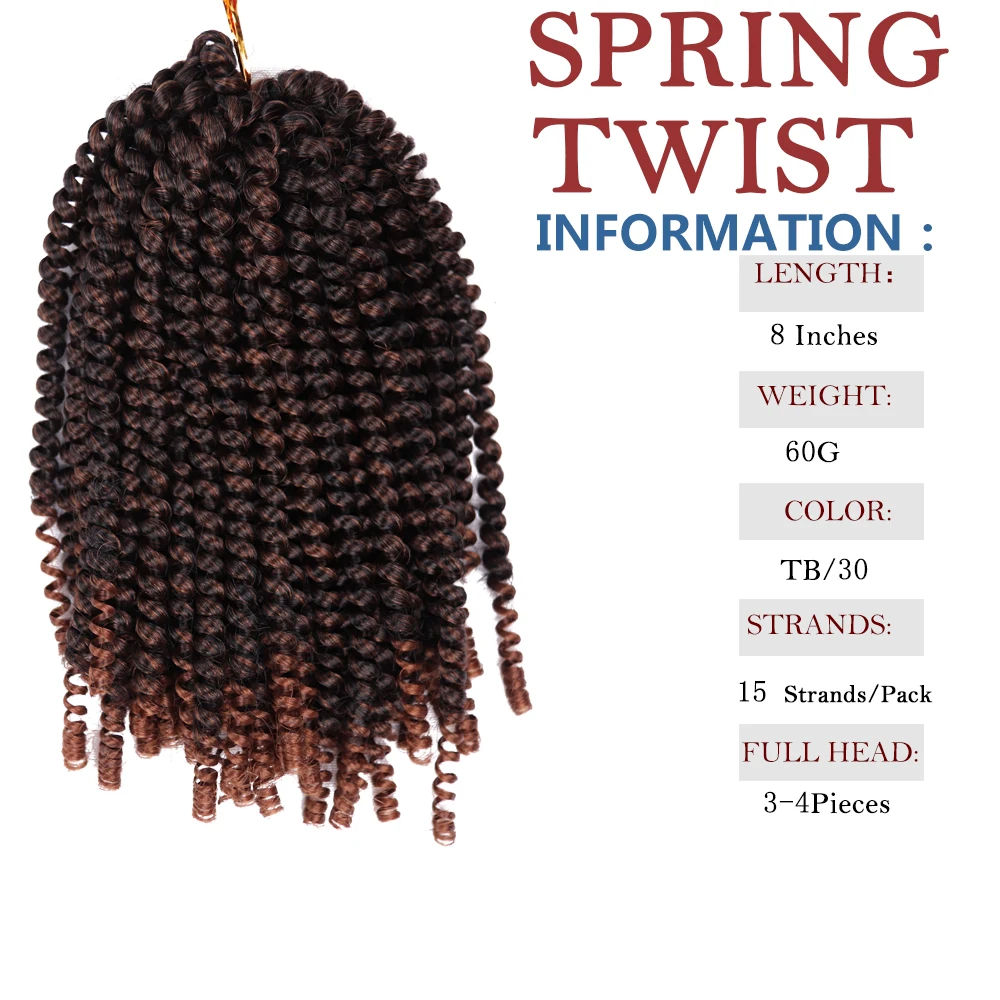 12Inch Spring Twist Hair Synthetic Twist Crochet Braiding Hair Ombre Color Passion Twist Crochet Hair Springy Braiding Hair