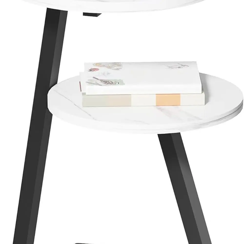 

Круглый мраморный приставной столик с металлическим каркасом, небольшая трехъярусная тумбочка для гостиной и спальни, высокий черный