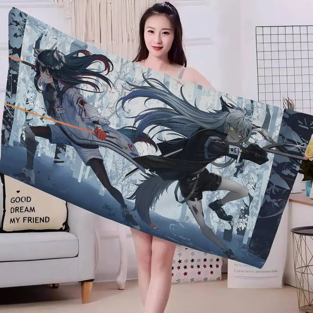 A-ArknightsS Microfiber Printed Beach Towel Mountain Climbing Yoga Beach Swimming Running Absorbent Soft Towel