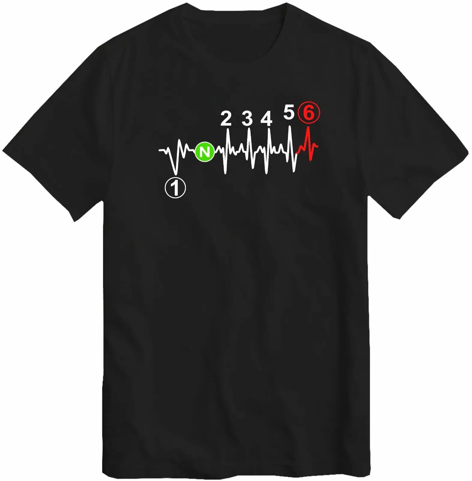 Men's Motorcycle T-Shirt - Heartbeat Gear Shift 1 Down 5 Up Graphic