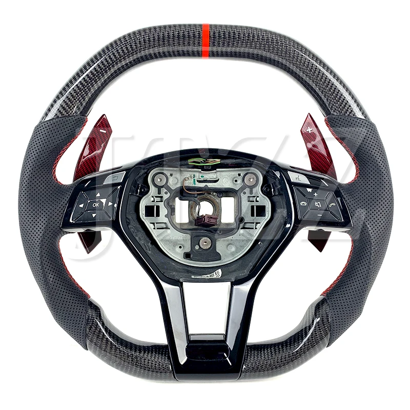 

FOR Mercedes Benz Customized Leather Steering Wheel Carbon Fiber W221 W205 W212 W213 C E B 300 AMG A45 CLA45 C63 W204