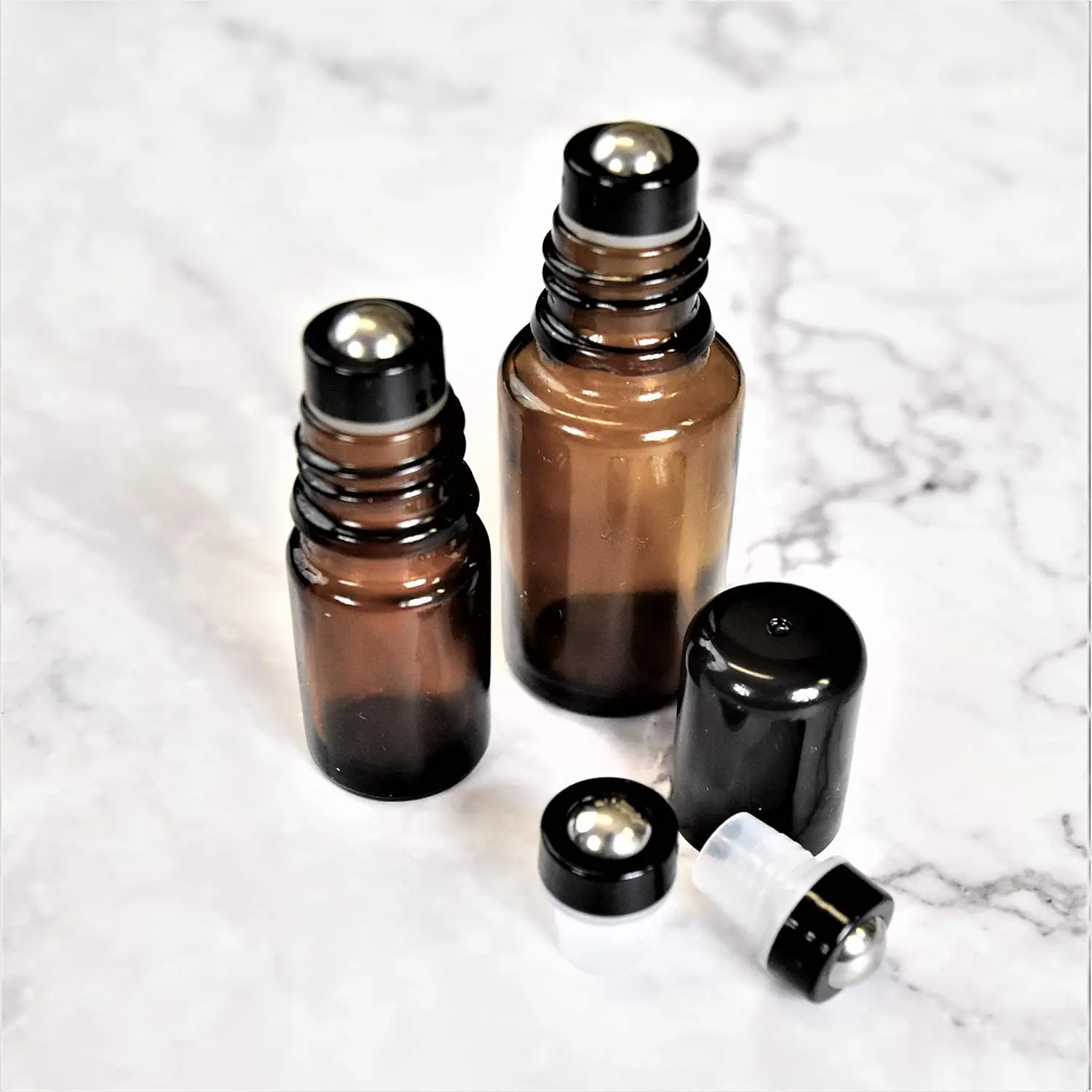 12Pcs Reusable Leakproof Metal Roller Ball Inserts with Top for 5ml 15ml Essential Oil Bottles Fits doTERRA, Young Living, Plant