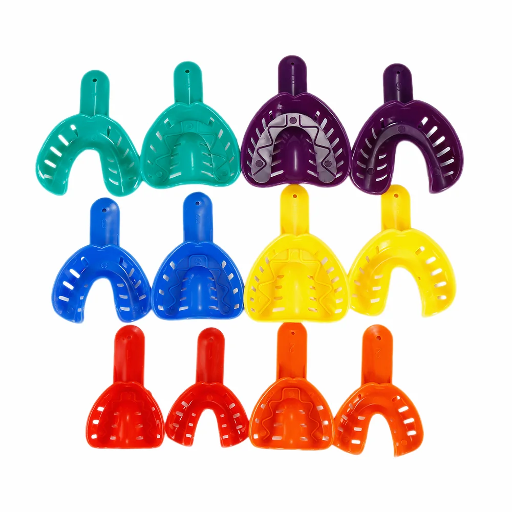 

12Pcs/set Disposable Plastic Teeth Holder Oral Care Tools Dental Impression Trays Adult And Children Central Supply Materials