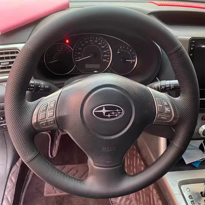 

Для Subaru Forester Impreza Legacy Exiga 2, прошитый вручную нескользящий чехол на руль автомобиля из натуральной кожи