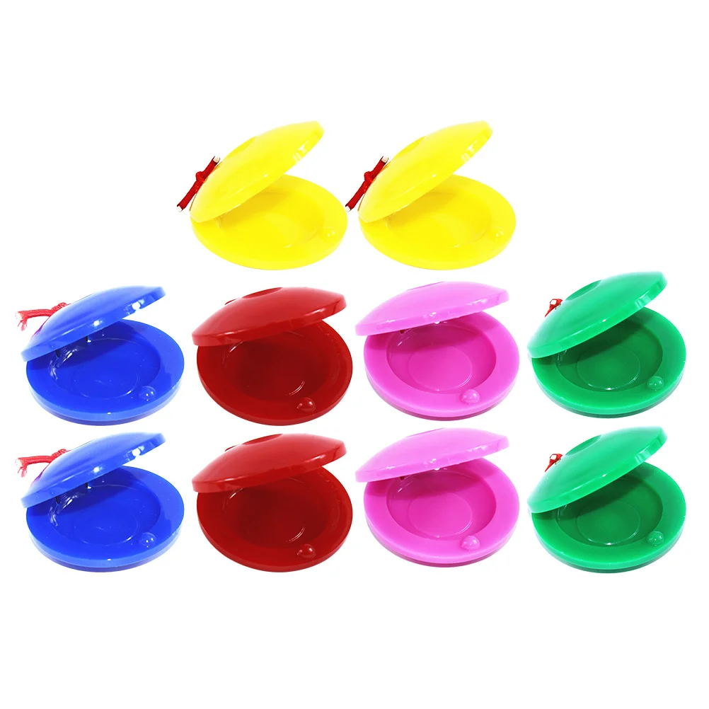 Castañuela de educación Musical para niños, instrumento de plástico duradero, colores brillantes, seguro para niños pequeños, juguete de castañuela, 10 Uds.