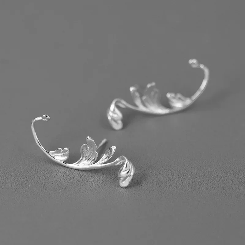 INATURE 925 Sterling Silver Fashion Vintage Acanthus Leaf Earrings for Women Accessories Jewelry