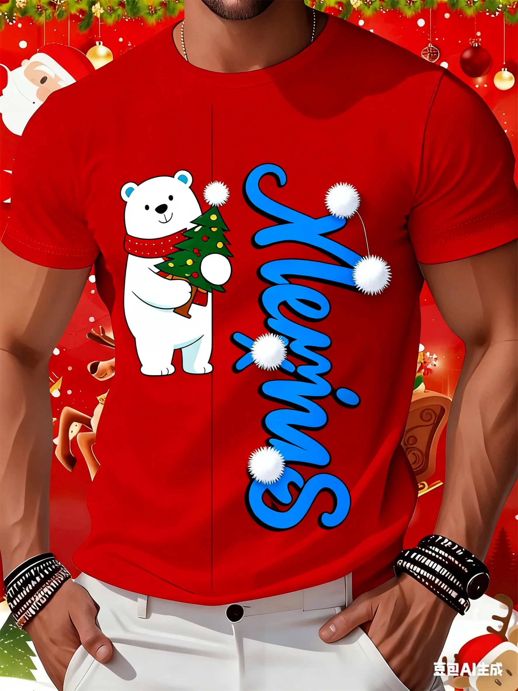 

Christmas Men's T Shirt 3D Printed Casual Short Sleeve Tees Street Sweatshirt Fashion Crew Neck Pullover Oversized Men's Clothes