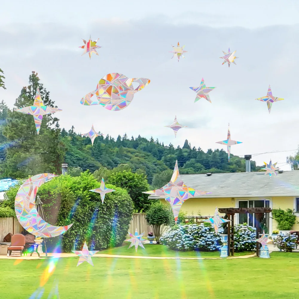 قوس قزح Suncatcher ملصقات نافذة PVC القط فراشة شبح بريزم الزجاج الجدار ملصق ديكور غرفة نوم المنزل ملصق ذاتي اللصق #5