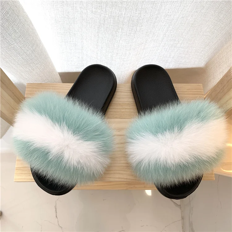 KTCZ Genuine Fox Fur Slippers EVA 5
