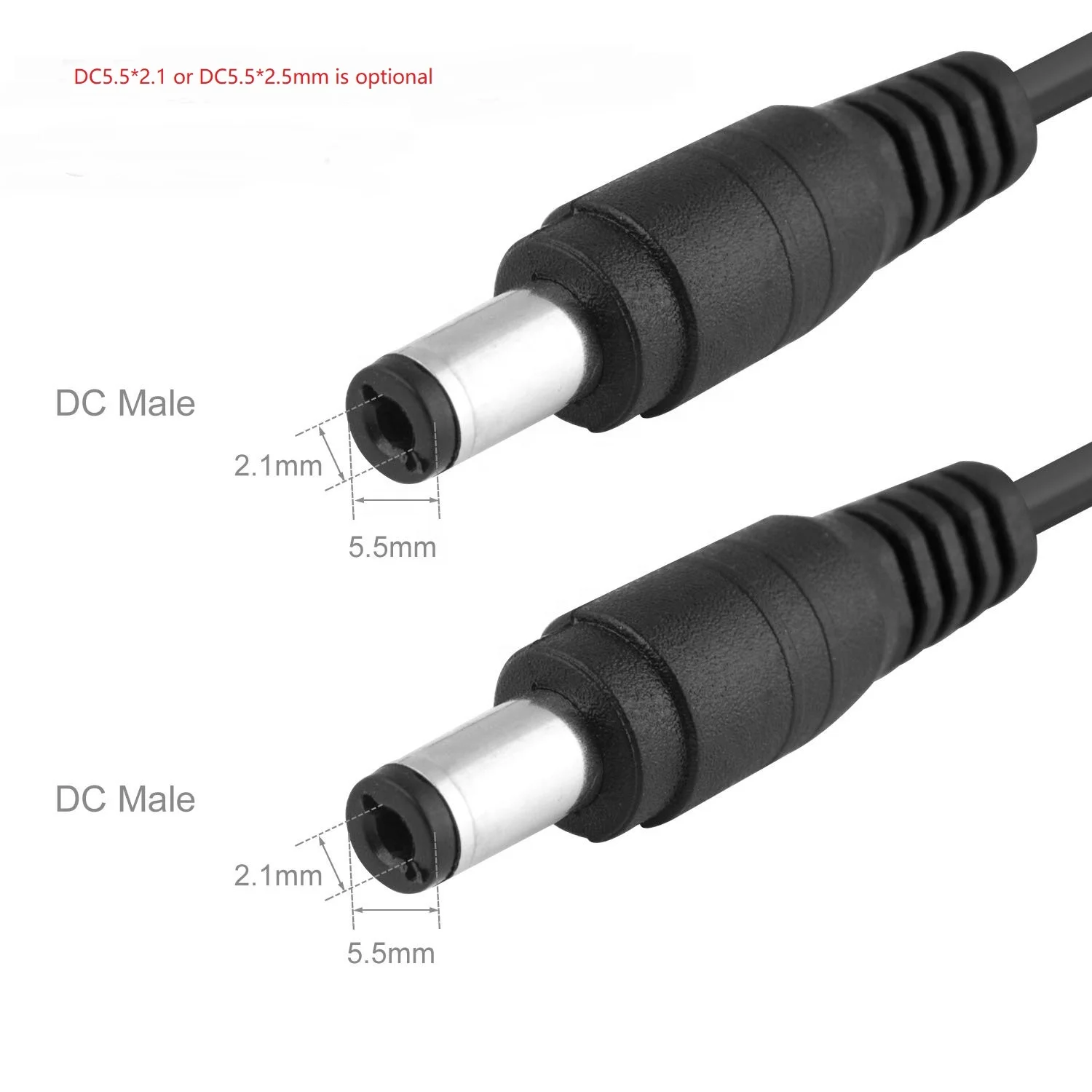5pcs 1m 18AWG 5.5x2.1 Male Connector Dc Power Cable for LED Strip,Surveillance Camera,CCTV Security