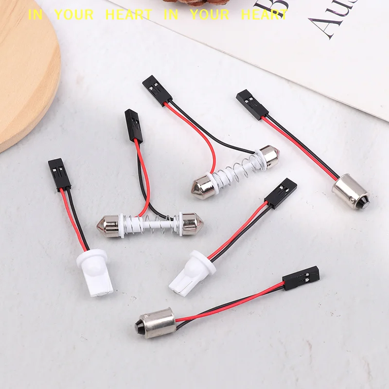 

【X】10Pcs Adapter For Car Light Led Panel Stop Lamp Car Interior Dome Bulb T10 BA9S T4W Festoon To Pink Connector Wire Cables