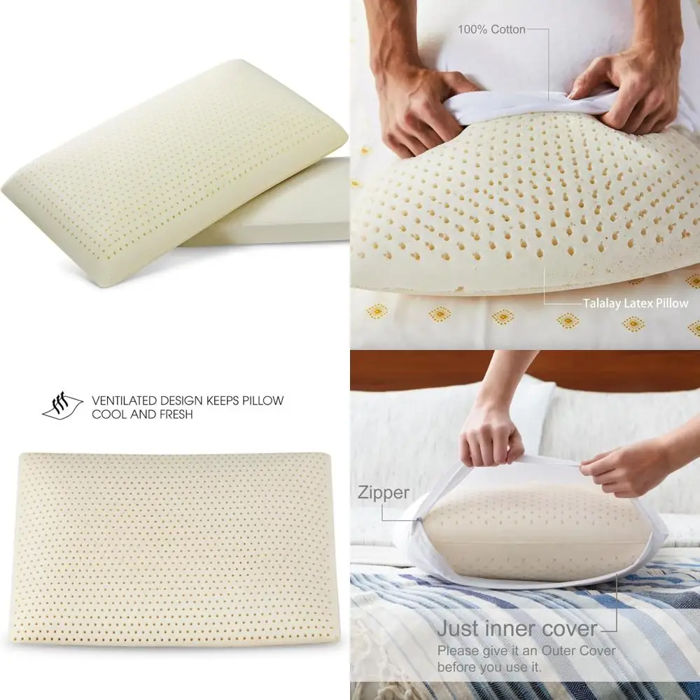 

Luxury Talalay Latex Pillow - Firm Support for Side, Back, and Stomach Sleepers in Standard Size