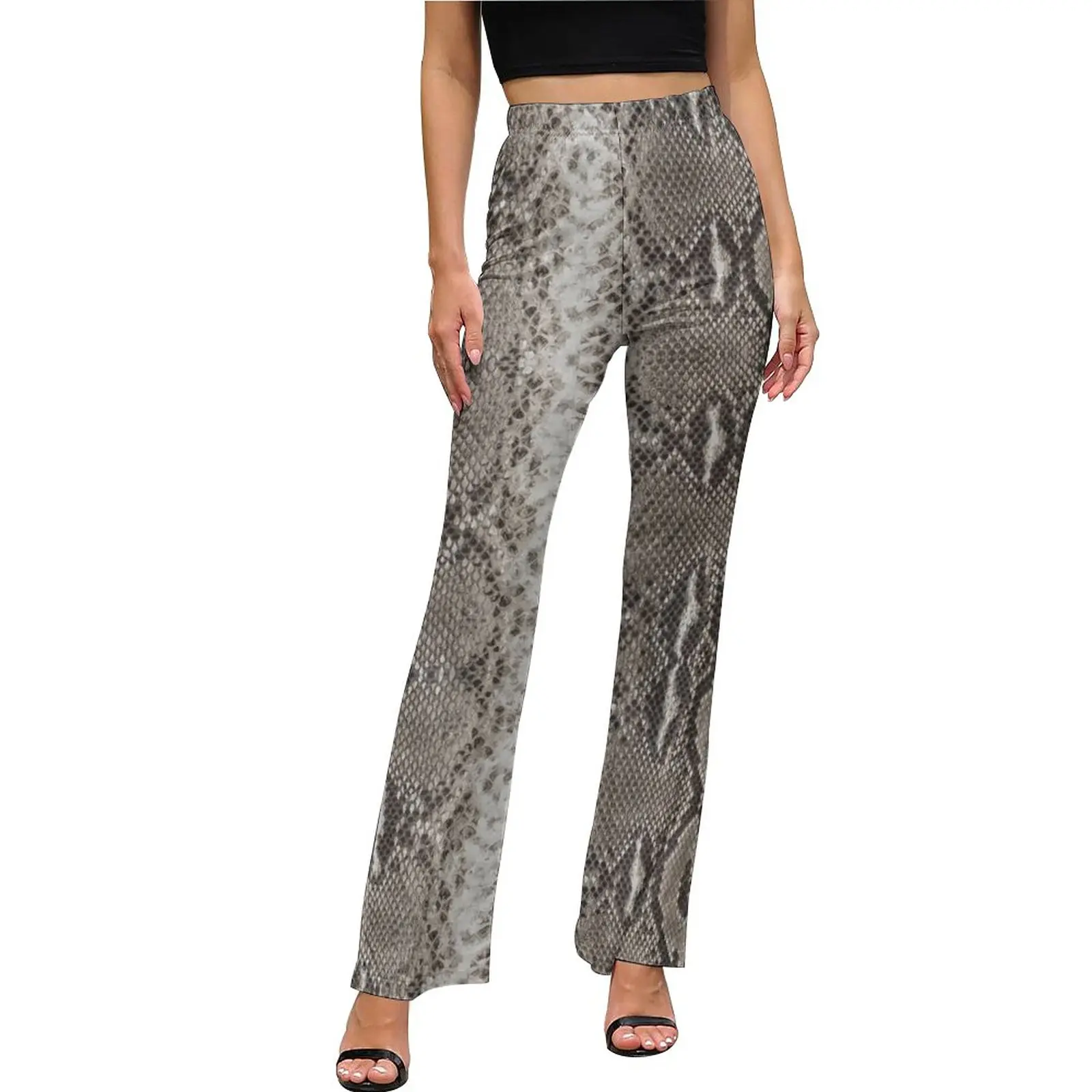 Snakeskin Python Pants High Waisted Animal Skin Print Aesthetic Flared Pants Summer Home Printed Oversized Trousers