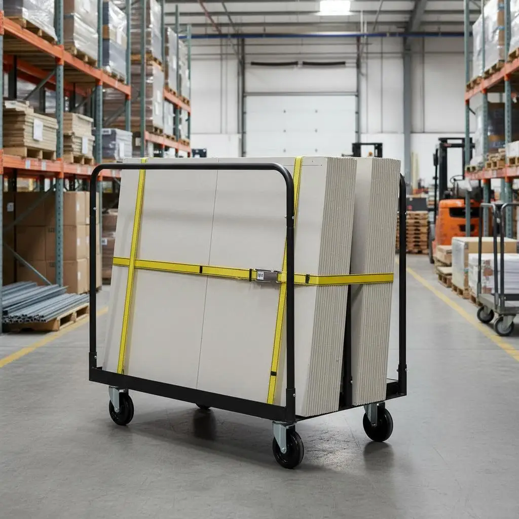 

Металлическая тележка для стальных листов 45x23x47 дюймов для фабрик, складов, гаражей, грузоподъемность 1800 фунтов, 5-дюймовые поворотные колеса, усиленная конструкция.