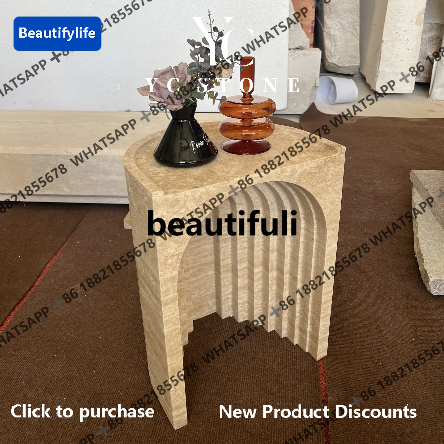 

D183 Natural travertine edge few bedrooms bedside artistic sense senior creative design sense edge few