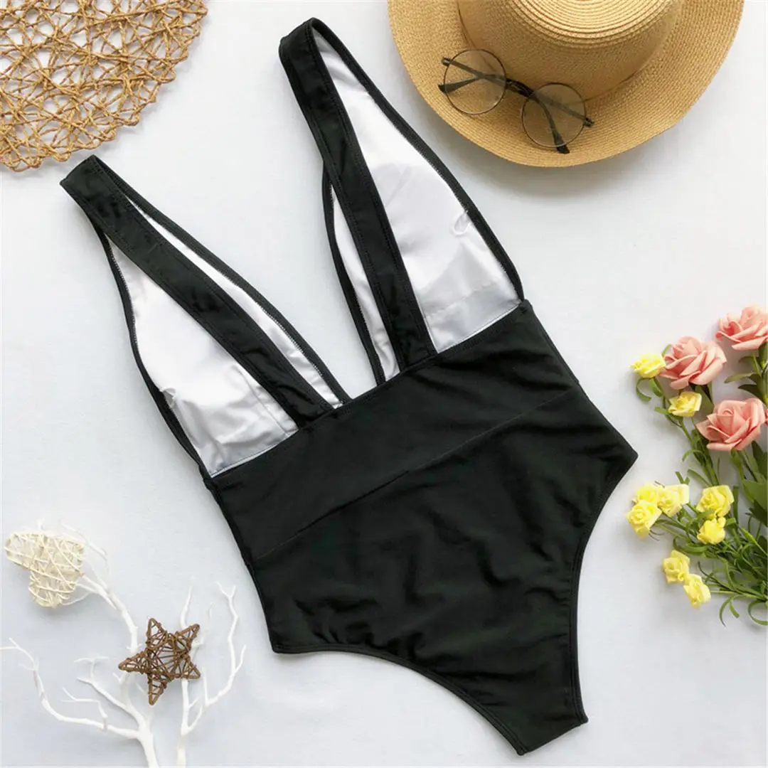 Neuer, verführerischer, tief ausgeschnittener Monokini-Badeanzug mit offenem Rücken, hohem Beinausschnitt, für Damen, einteiliger Badeanzug, gepolsterter Badeanzug, Badebekleidung für Damen, Modell V1035. – Detail 22