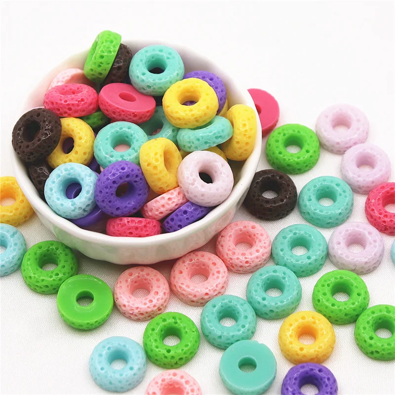 20pcs Resin Oatmeal Circle Donut Flat Back Cabochon Art Decoration Charm Craft DIY Hair bow Center