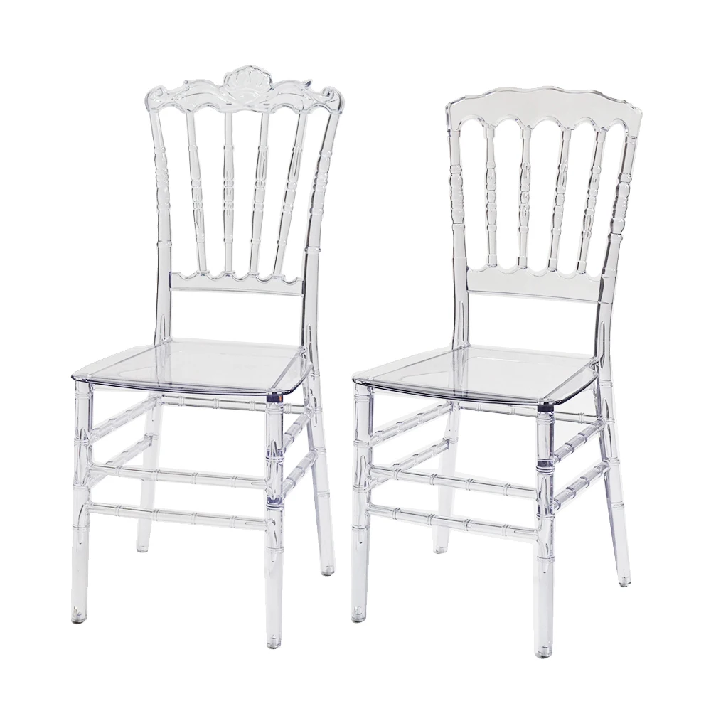 Luxury PC Transparent Crystal Resin Acrylic Transparent Chiavari Wedding Chair for Events Hotel Banquet Party Restaurant Dining