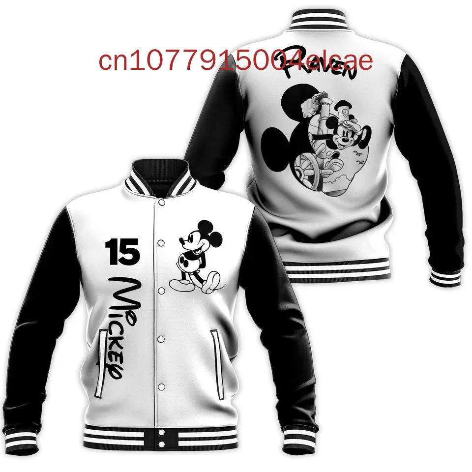 

2024 New Custom Mickey Disney Varsity Jacket Disney Casual Baseball Jacket Oversize Street Men's and Women's Jacket