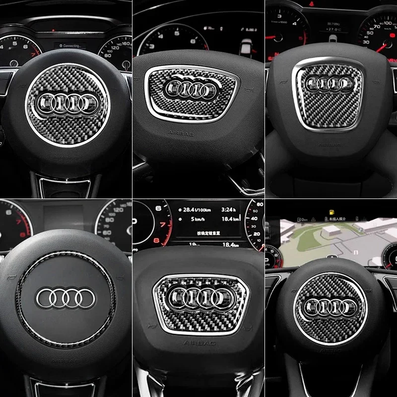 Car Steering Wheel Ring Sticker Carbon Fiber Trim Decoration Auto Accessories For Audi A4 B8 B9 A6 C6 C7 A5 Q5 8R Q7 4L A3 8V Q3 - view 3