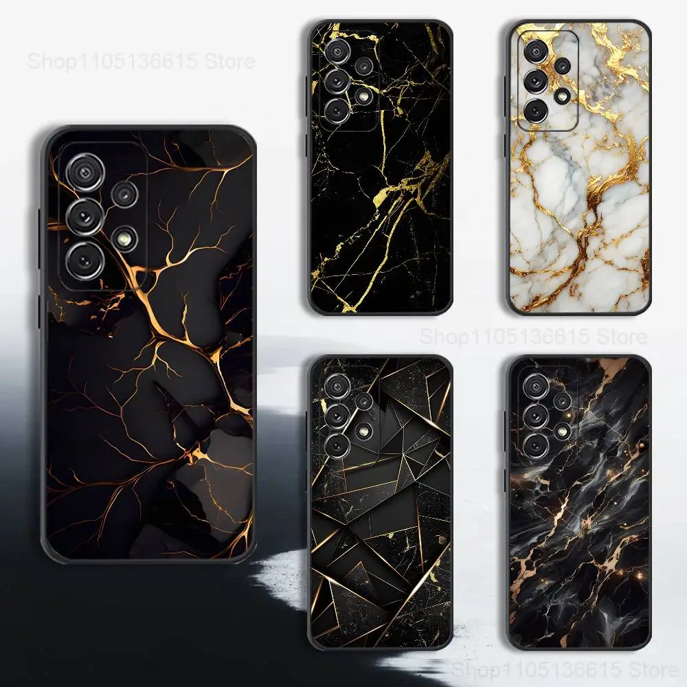 

Marble Art Black Gold Case For Samsung S21,S9,S22,S25,S20,S10,Plus,Ultra,S24,S23,FE,Lite,Soft Silicone Black