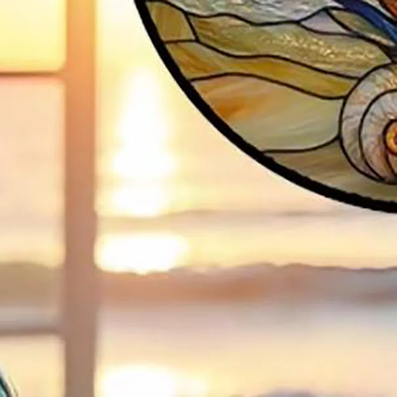 Stained Glass Window Hanging Colorful Beach Shells Conch Sun Catcher For Door Stained Glass Style /Acrylic Sun Catcher Window
