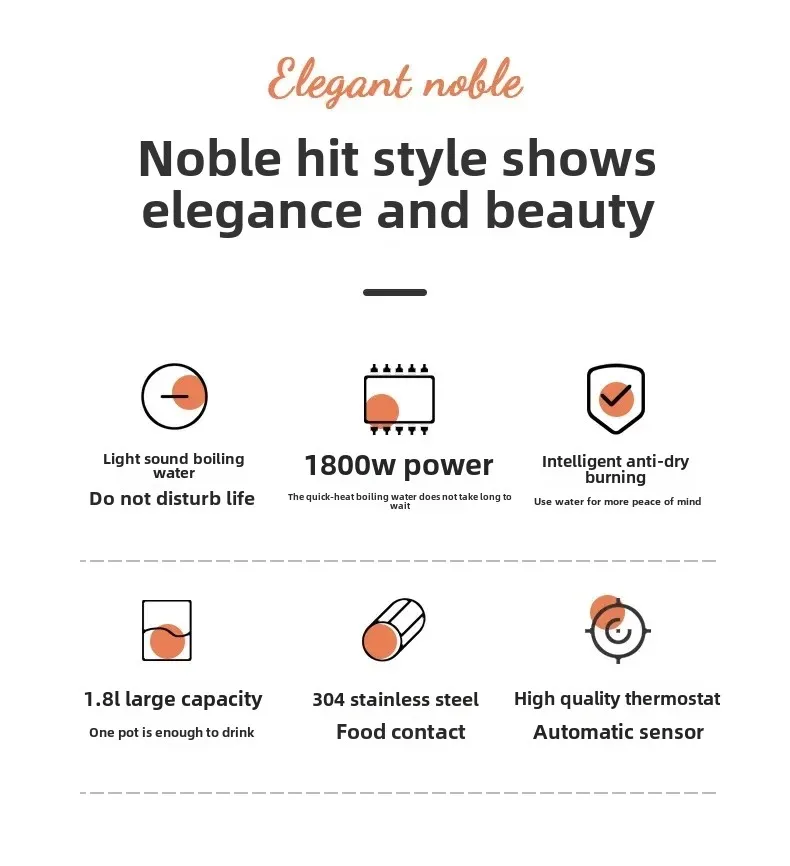 乳白色のレトロ国内火傷防止電気ケトル 304 ステンレス鋼自動電源オフ大容量ケトル 220V 1500 ワット