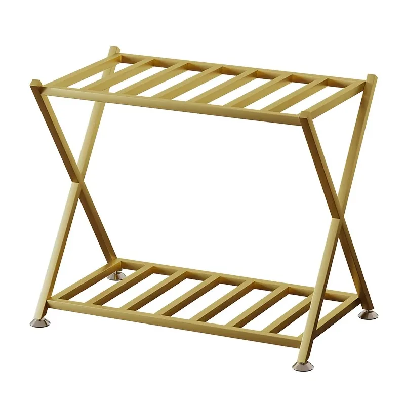 Factory Wholesale Hotel Luggage Folding Storage Racks, Metal Floor-based Homestay Suitcase Storage Racks