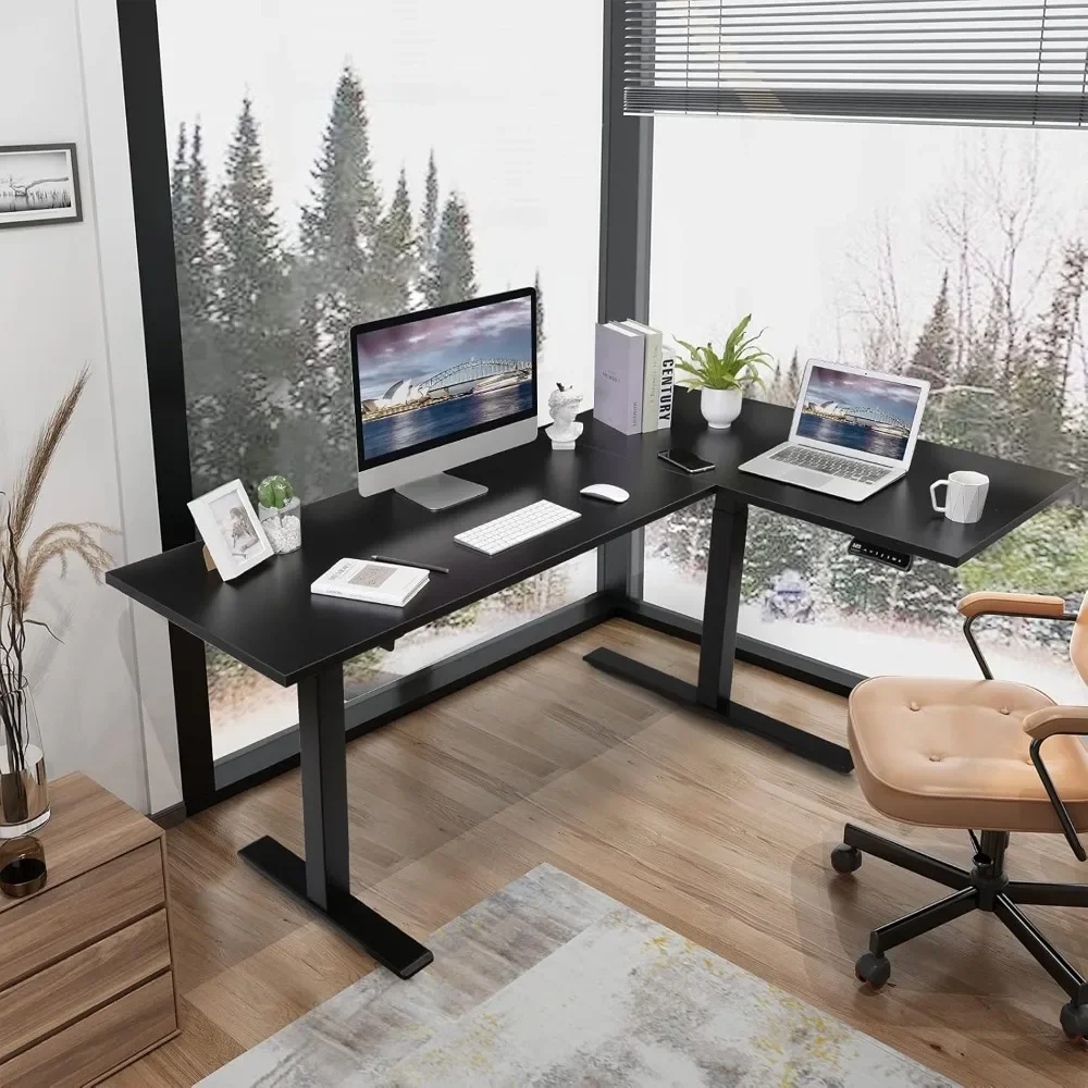 L Shaped Standing Desk 71 X 48 Inch Dual Motor Computer Electric Corner Desk Sit, Height Adjustable Desk Home Office Table