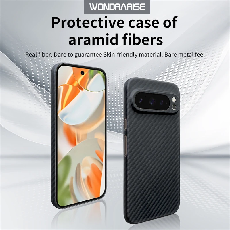 WONDRARISE Genuine Aramid Carbon Fiber Case for Google Pixel 9 Pro XL Shockproof, Ultra-Thin, Matte Cover With 1500D