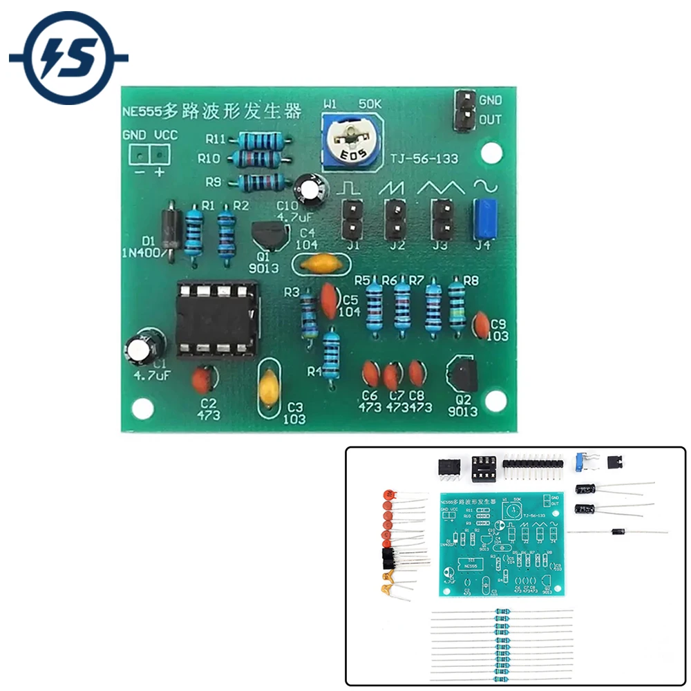 DIY zestawy elektroniczne NE555 wielokanałowy Generator przebiegów zestaw do lutowania projekt zestaw do ćwiczeń trójkąt kwadratowy kwadratowy Wave5-12V