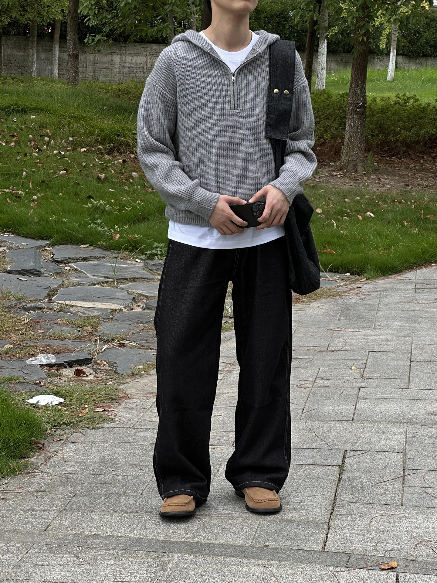 

Мужской вязаный свитер с капюшоном на осень-зиму, свободный крой, теплый, с длинными рукавами, повседневный, для ежедневной носки