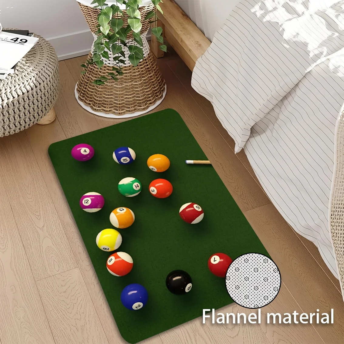 Billiard table pattern Flannel-printed floor mats has a non-slip function is suitable for entrances bathroom welcome carpets