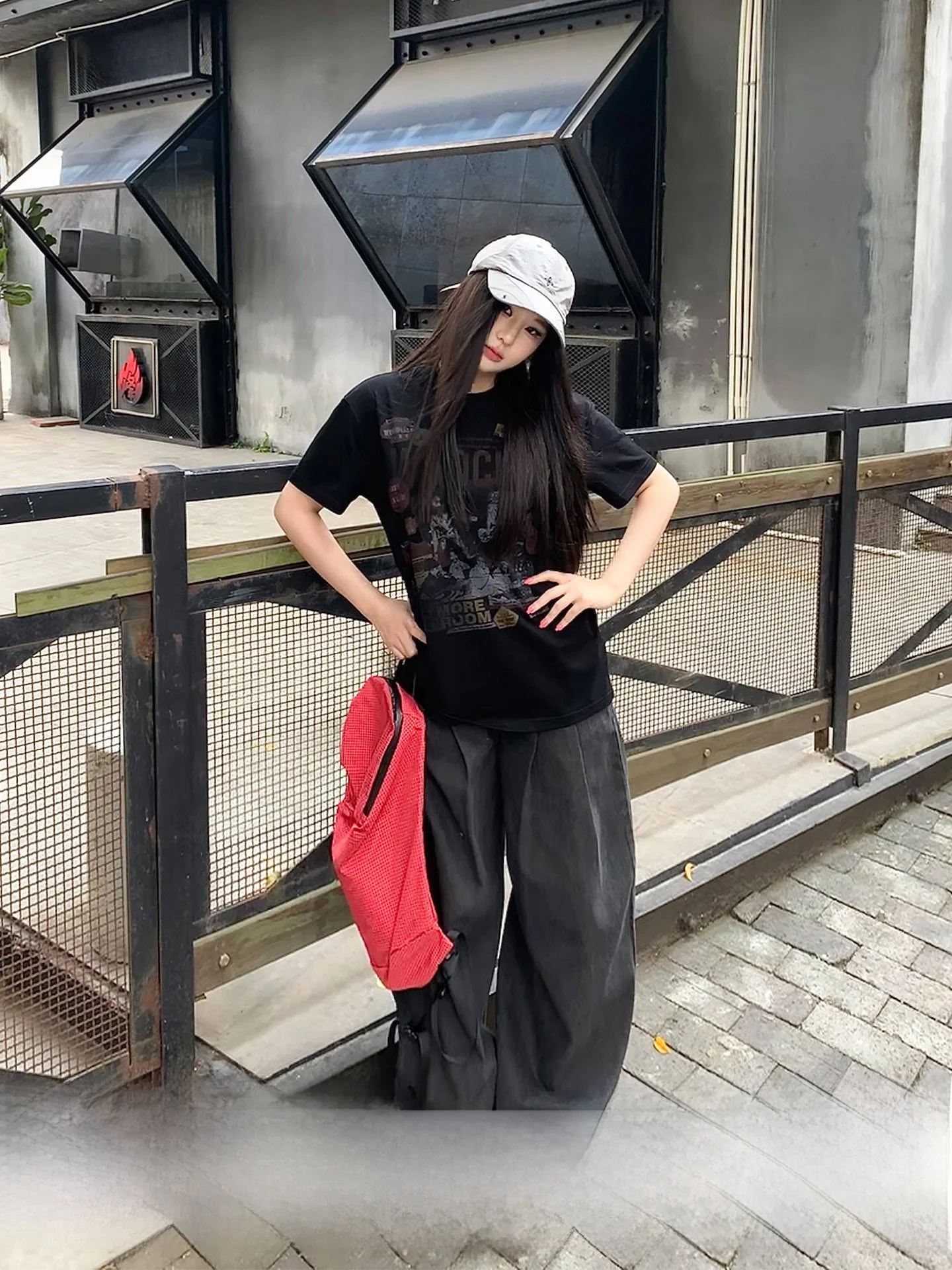 

Washed American Retro Pleated Denim Jeans Women Loose Slimming Floor-Length Pants Spring Design Casual Cotton Straight Leg