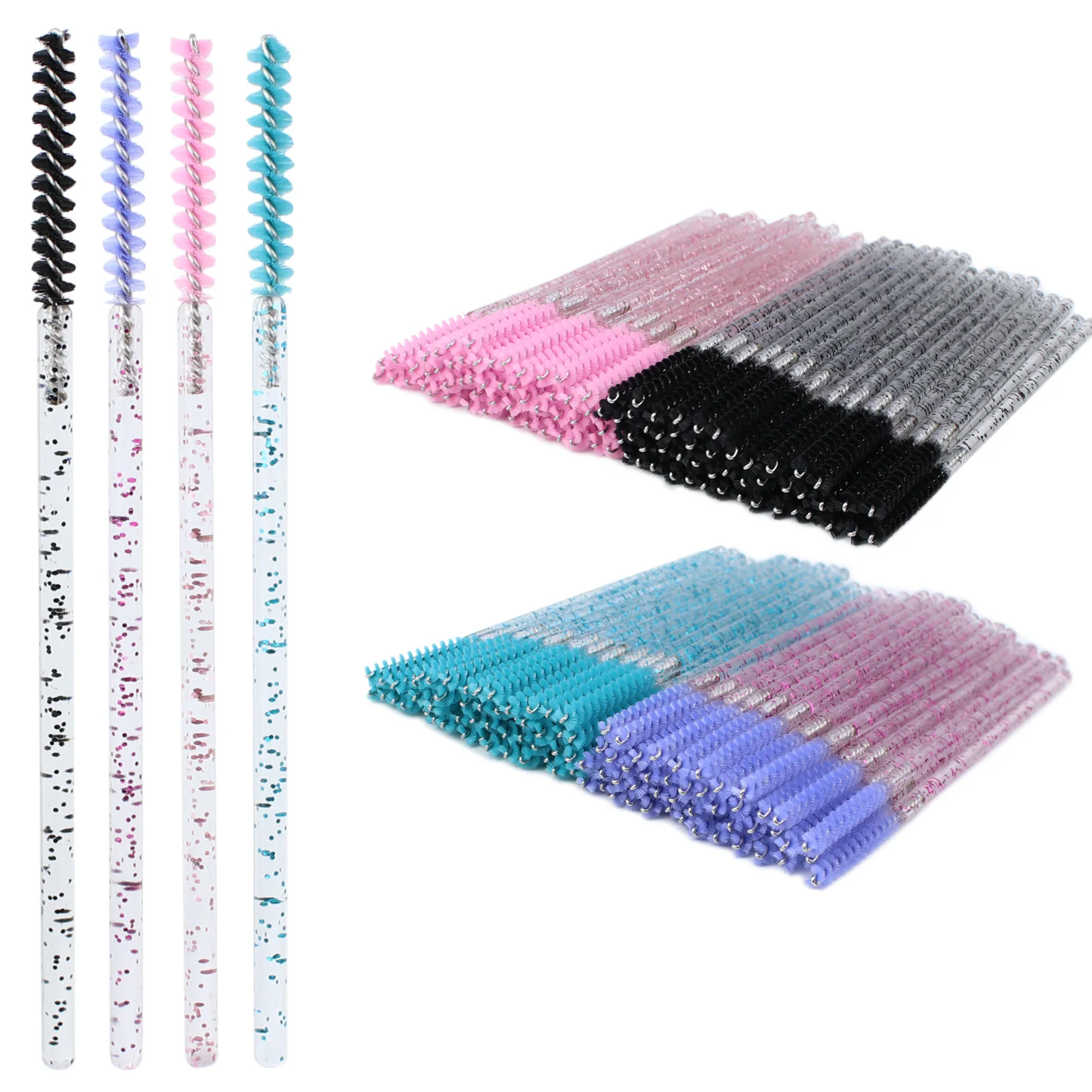 50pcs Disposable Eyelash Brush Mini Crystal Mascara Wands Bendable Eyebrow Applicator Lash Extension Supplies Accesories Makeup