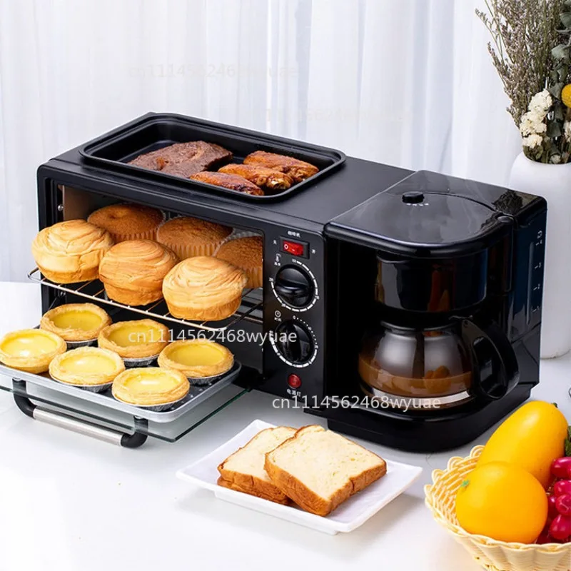 Three-in-one Breakfast Machine, Household Multi-functional Electric Oven, Coffee Machine, Grilling and Frying in One