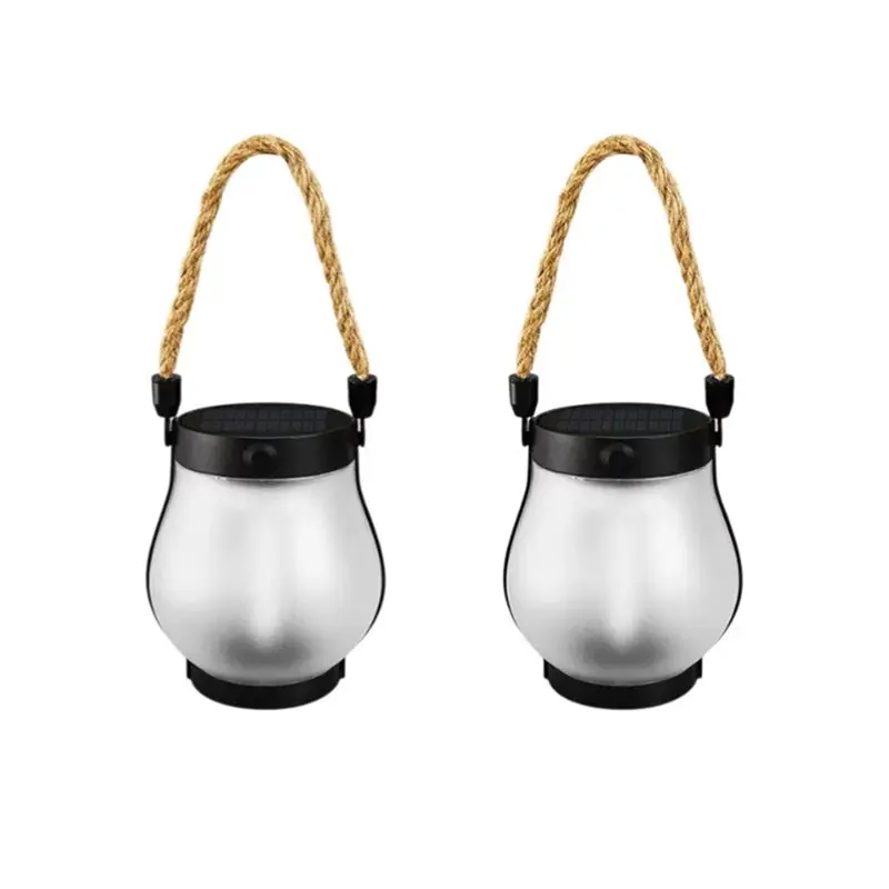 Y50A-Outdoor Lights Dancing Flame Solar Lanterns 2 Pack Waterproof For Garden Patio Decor