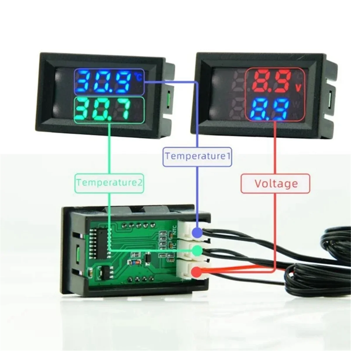 A25F-Mini Direct Current 4-28V Digital Thermometer Double Display Detectors Snowmobile Candle Temperature Car Thermometer B